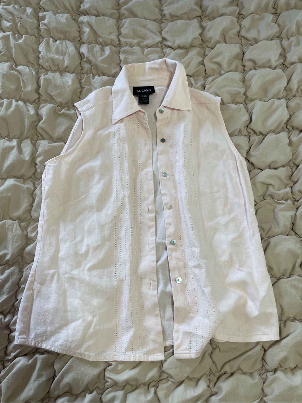Milano Pale Pink Sleeveless Button-Down Shirt
